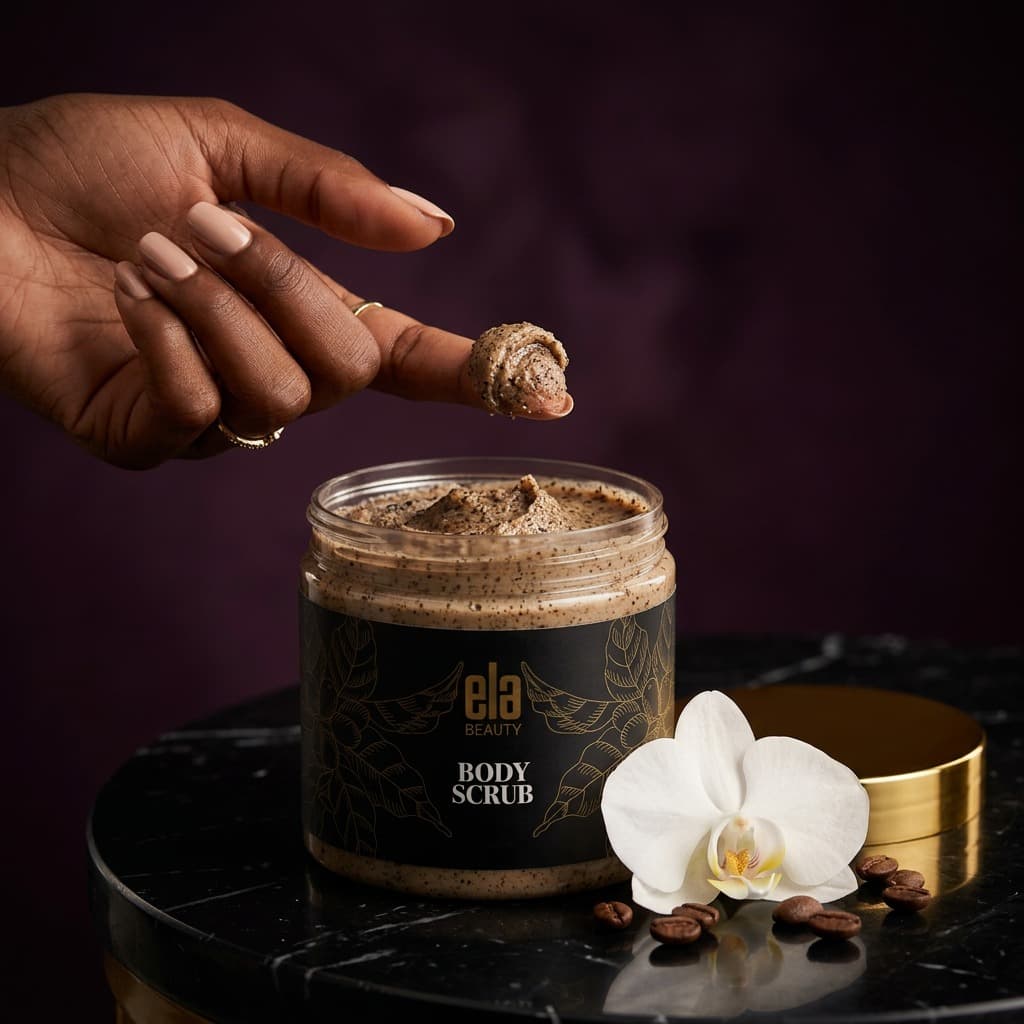 Ela coffee body scrub jar
